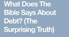 What Does The Bible Say About Debt